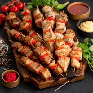 Ассорти мини-шашлычков из курицы и свинины 12 шт.
